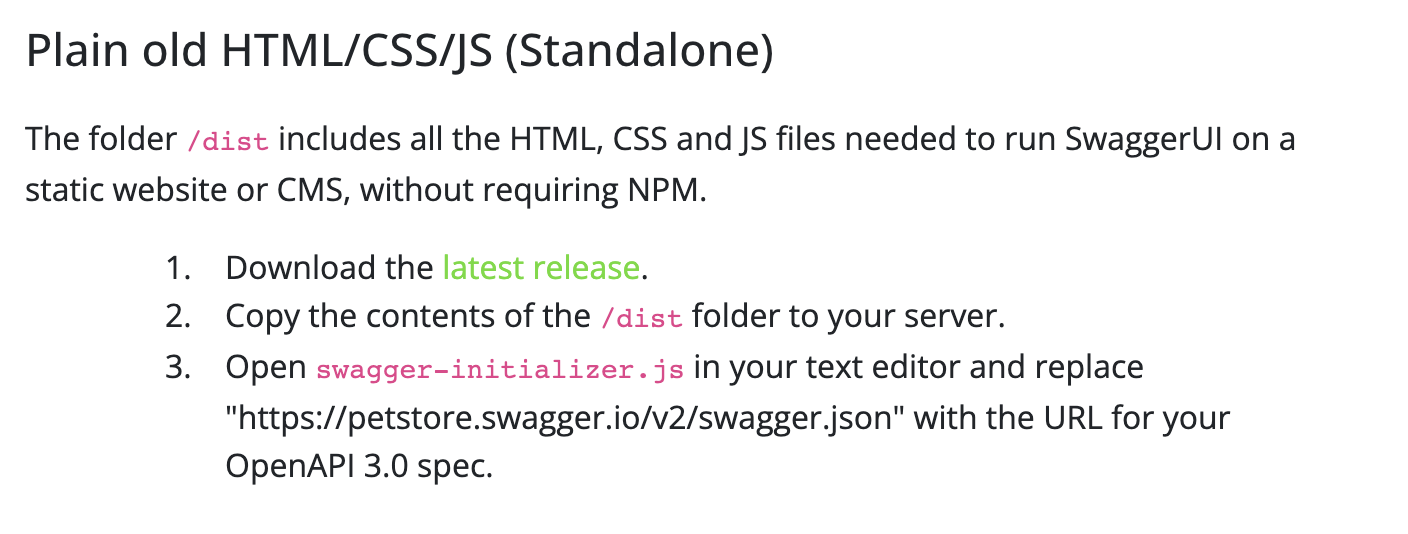 swagger-ui 정적 파일 설치 페이지